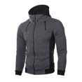 thumbnail image 1 of RXIRUCGD Veste Décontractée à Capuche à Manches Longues avec Poche Zippée pour Hommes, Gris Foncé, Taille : L, 1 of 5