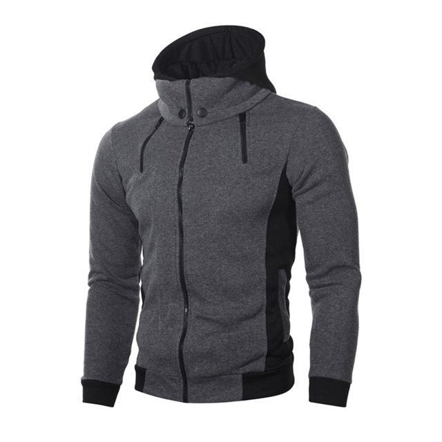RXIRUCGD Veste Décontractée à Capuche à Manches Longues avec Poche Zippée pour Hommes, Gris Foncé, Taille : L