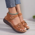 thumbnail image 4 of Cameland Summer New Foreign Trade Large Size Wedge With Fish Mouth Solid Color Large Size One Line Buckle Beach Sandals, 4 of 5