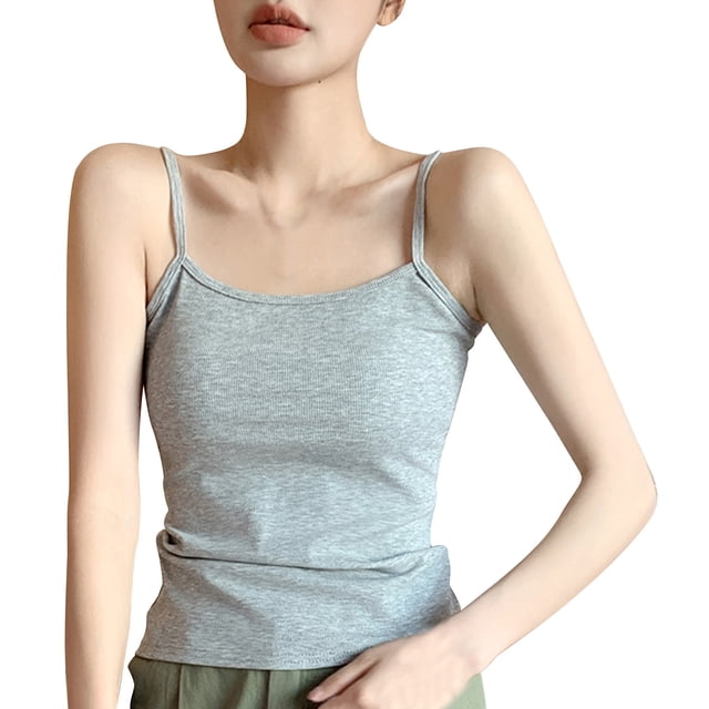 Timegard Womens Tank Top Scoop Neck Spaghetti Strap Solid Color Casual Slim Fitting Camis Tee Shirts