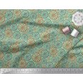 thumbnail image 2 of Soimoi Green Georgette Viscose Fabric Wheel Ethnic Printed Fabric 1 Yard 42 Inch Wide, 2 of 3