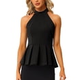 thumbnail image 1 of INSPIRE CHIC Blouse à Basque Plissée d'Été pour Femme Sans Manches à Encolure Licou pour la Plage Hauts TG Noir, 1 of 6