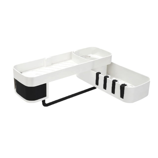 SMihono Closet Organizers and Storage for Clothes Punch-Free Rotating Storage Rack Plastic Suction Cup Bathroom Kitchen Storage Rack Organizer Shower Shelf Storage Trunks and Bag