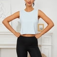 thumbnail image 4 of Chbgutlmr Débardeur pour Femmes Col Rond Sans Manches Couleur Unie Ample Athlétique Course Crop Tops Été, 4 of 6