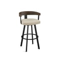thumbnail image 1 of Amisco Lars 26 in. Swivel Counter Stool - Cream Bouclé Polyester / Brown Wood / Black Metal, 1 of 10