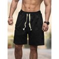 thumbnail image 4 of SUNSIOM Men Loose Joggers Shorts Casual Solid Color Ripped Drawstring Cargo Shorts with Pockets for Summer Streetwear, 4 of 6