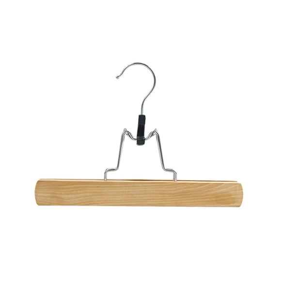 AQITTI Wooden Pants Hangers With Clips Non Slip Skirt Hangers Trouser Clamp Hanger Solid Wood Hanger