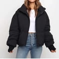 thumbnail image 4 of Veste en Duvet pour Femmes en PVC, Cardigan Uni à Col Montant, Manteau Rembourré d'Extérieur, 4 of 9