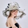 thumbnail image 4 of MesaSe Sun Hat Mesh Flower Decor Lightweight Curling Edge Faux Crystal Party Cap Stage Show Cap, 4 of 10