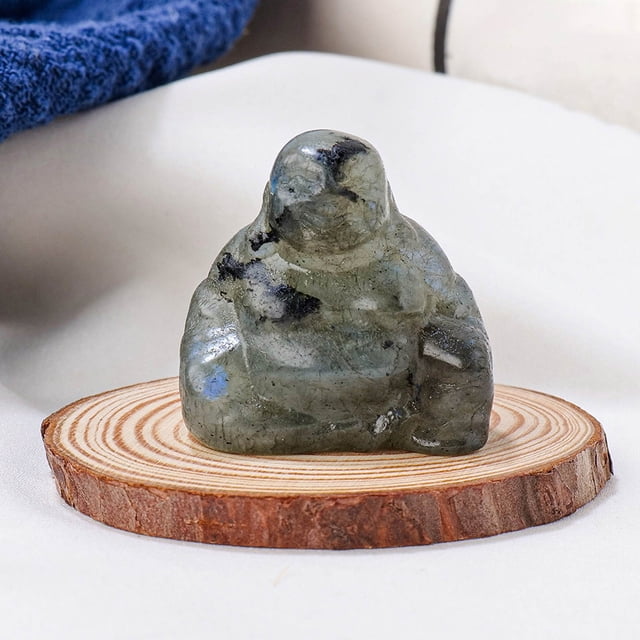 TopLLC Cristal Sculpté Riant Heureux Buddha Feng Shui Figurines Richesse en Liquidation
