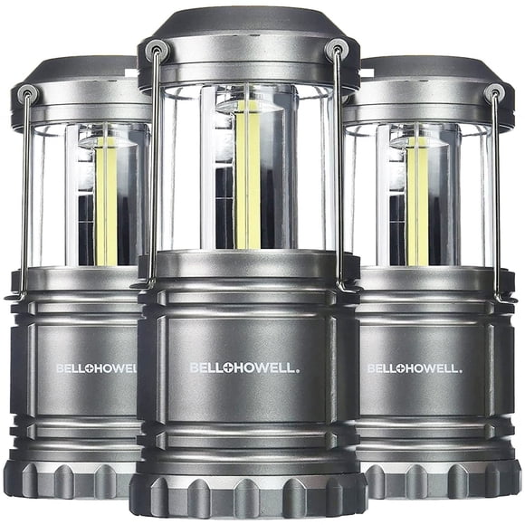 Bell + Howell TacLight Black 3 Pack Portable Survival Lanterns Emergency Light Collapsible 300 Lumen COB LED Easy Care