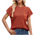 thumbnail image 1 of Timegard Hauts pour Femmes Manches Cap Tricot Col Rond T-Shirts Décontractés Haut Uni avec Poche, 1 of 7
