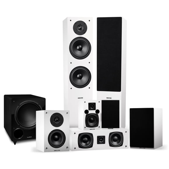 Fluance Elite High Definition Surround Sound Home Theater 7.1 Speaker System including Floorstanding Towers, Center Channel, Surround, Rear Surround Speakers and DB10 Subwoofer - White (SX71WHR)