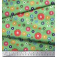 thumbnail image 2 of Soimoi Green Poly Georgette Fabric Dots & Aster Floral Print Sewing Fabric Yard 42 Inch Wide, 2 of 3
