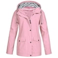 thumbnail image 1 of Women Solid Rain Jacket Outdoor Plus Size Waterproof Hooded Raincoat Windproof, 1 of 9