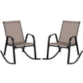thumbnail image 1 of Costway Lot de 2 Chaises Berçantes de Patio, Berceuses en Métal Robustes pour l'Extérieur, Antidérapantes, Brun, 1 of 8