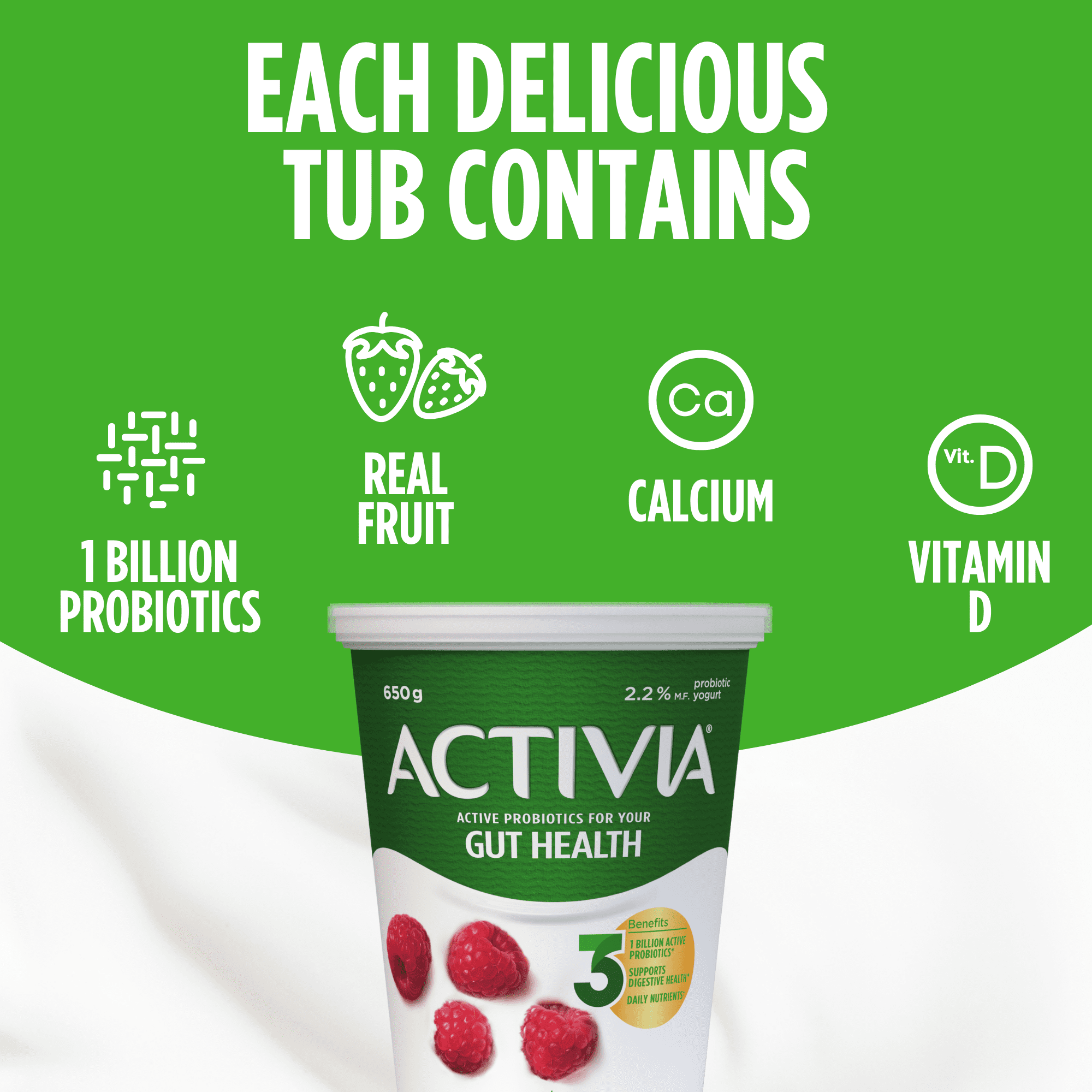Activia Yogourt probiotique, saveur framboise