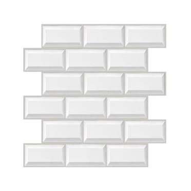 Peel and Stick Backsplash 12"x12" Self Adhesive White Subway Kitchen Backsplash Waterproof Peel and Stick Wall Tile for Bathroom Kitchen Camper Shower Furniture