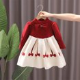 thumbnail image 1 of RXIRUCGD Robe à Manches Longues à Col Rond pour Fille de 1 à 8 Ans, Mignonne, en Dentelle Patchwork, avec Nœud Loli ( Bordeaux, Taille : 2-3 Ans ), 1 of 3