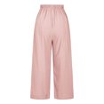 thumbnail image 4 of Womens Wide Leg Cropped Pants Cotton Linen Elastic High Waisted Palazzo Pants with Pockets Pink, 4 of 7