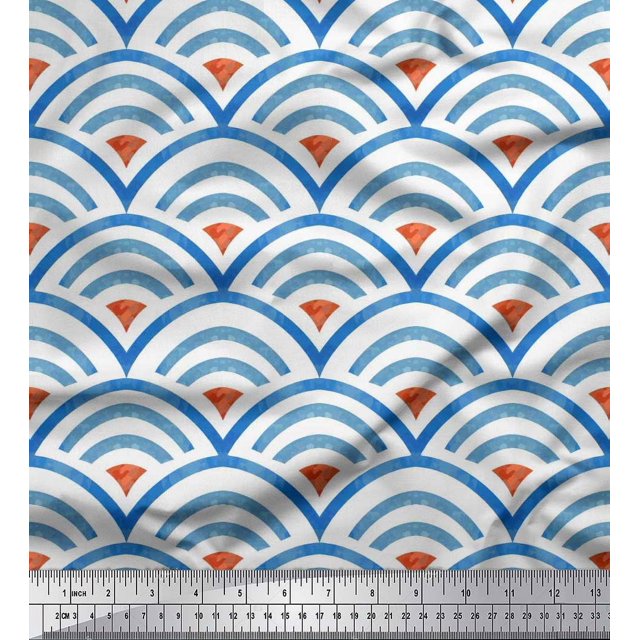 Soimoi Rayon Fabric Scales Geometric Print Sewing Fabric Yard 56 Inch Wide