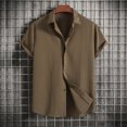thumbnail image 3 of Birdeem Men Casual Solid Turndown Short Sleeve Button Closure Shirt Hawaii Blouse, 3 of 3