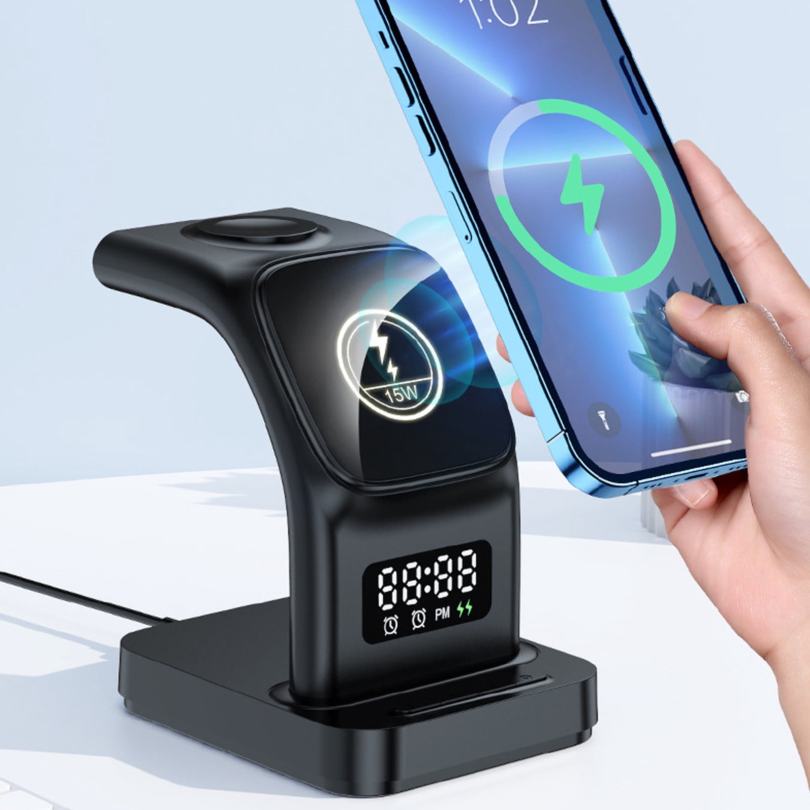 TopLLC Wireless Charger Station,Multifunctional Wireless Charger Stand,LED Alarm Clock/Mobile Phone/Watch/Headset Charger, Most Smart Phone on Clearance