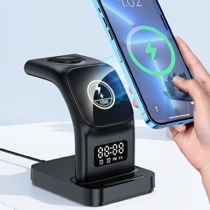 TopLLC Station de rechargeurs sans fil, borne de rechargeur sans fil multifonctionnelle,LED Réveil/téléphone mobile/rechargeur de garde/tête, téléphone le plus intelligent sur l'autorisation