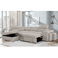 thumbnail image 4 of Urban Cali Pasadena Large Sleeper Sectional Sofa Bed with Storage Ottoman and 2 Stools (Beige / Left Facing Chaise), 4 of 39
