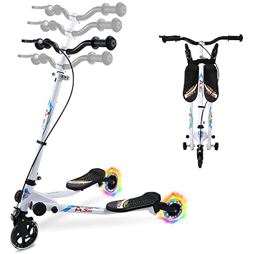 AODI Trottinette à Bascule pour Enfants, Trottinette à 3 Roues Pliable à Oscillation Poussée et Dérapante avec Roues à DEL Arrière Réglables et 2 Roues à DEL, Trottinette à Propulsion pour Garçons et Filles de 3 à 8 Ans