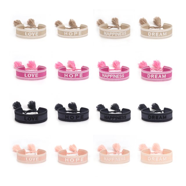 Baohd Polyester Bracelet de Corde Réglable avec Broderie de Précision pour les Femmes Vintage Pompons Tissés Bonheur Bleu Profond
