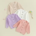 thumbnail image 1 of Kmbangi Baby Girls Knit Cardigan Cute Long Sleeve Round Neck Solid Color Button Down Sweater Fall Tops, 1 of 9