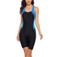 thumbnail image 1 of Charmo Women Boyleg Swimsuit One Piece Racerback Athletic Bathing Suit, 1 of 6
