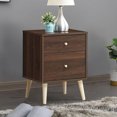 thumbnail image 4 of Gymax Nightstand 2-Drawer Beside End Side Table w/Rubber Legs Walnut Finish, 4 of 10