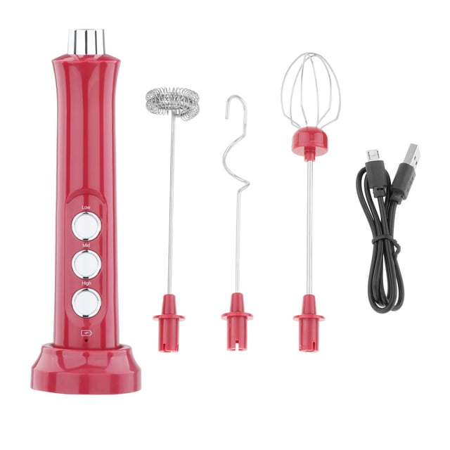 jifeng Handheld Electric Milk Frother Mixer Blender Egg Beater for Matcha Red