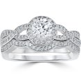 thumbnail image 1 of 1 1/10ct Curve Engagement Ring & Matching Wedding Band 14K White Gold, 1 of 4