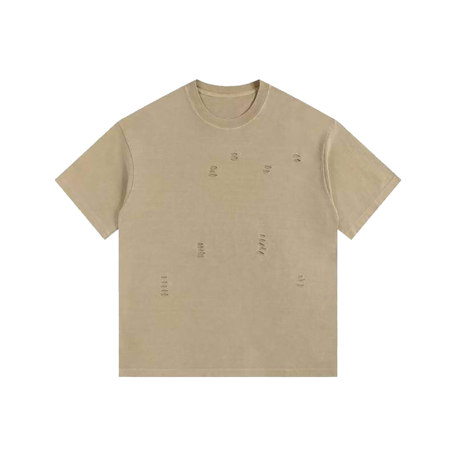 ShomPort T-Shirts à Manches Courtes pour Hommes Col Rond Classique Manches Courtes Décontracté Trous Déchirés Chemises Surdimensionnées