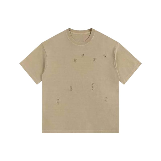 ShomPort T-Shirts à Manches Courtes pour Hommes Col Rond Classique Manches Courtes Décontracté Trous Déchirés Chemises Surdimensionnées