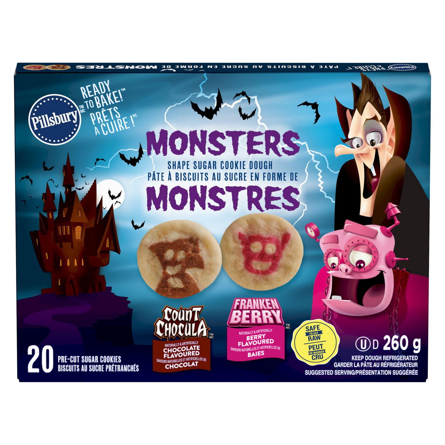 Pillsbury Prêts à cuireMC Pâte à biscuits au sucre en forme de monstres