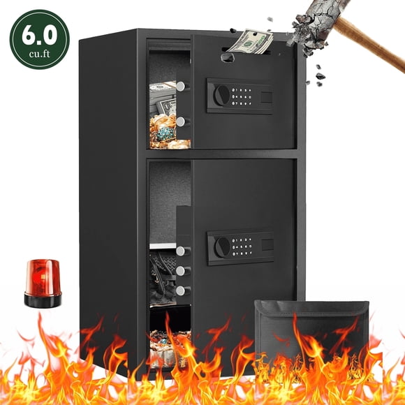 Opentiny 6.0 Cuft Large Digital Lock Home Safe Fireproof Waterproof, Anti-Theft Money Safe Box with Deposit Slot & Dual Alarm System, Backlit Keypad Security Document Safe for Home Business Office
