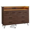 thumbnail image 1 of BeesClover Commode Moderne à 8 Tiroirs avec Lumières DEL, Station de Recharge Intégrée, Grand Rangement, Dimensions 49.08 Pouces x 16.73 Pouces x 35.43 Pouces, Parfaite pour la Chambre, le Salon et l'Entrée, 1 of 8