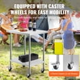thumbnail image 4 of VEVOR Stainless Steel Work Table 24 x 30 x 38 Inch, with 4 Wheels, 3 Adjustable Height Levels, Heavy Duty Food Prep Worktable for Commercial Kitchen Restaurant, Silver, 4 of 9