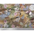 thumbnail image 3 of Soimoi Poly Georgette Fabric Flower Vase,Cat & Girl Human Figure Print Sewing Fabric Yard 42 Inch Wide, 3 of 3