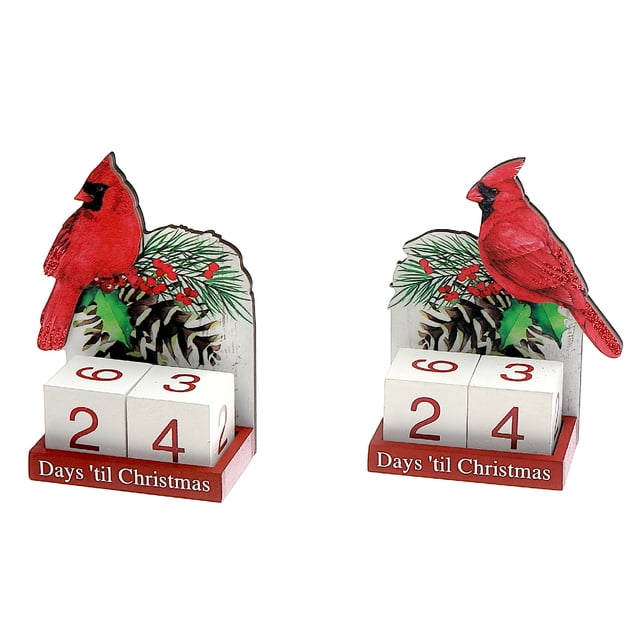 Wooden Calendar Christmas Countdown (Cardinal) (Asstd) - Set of 2