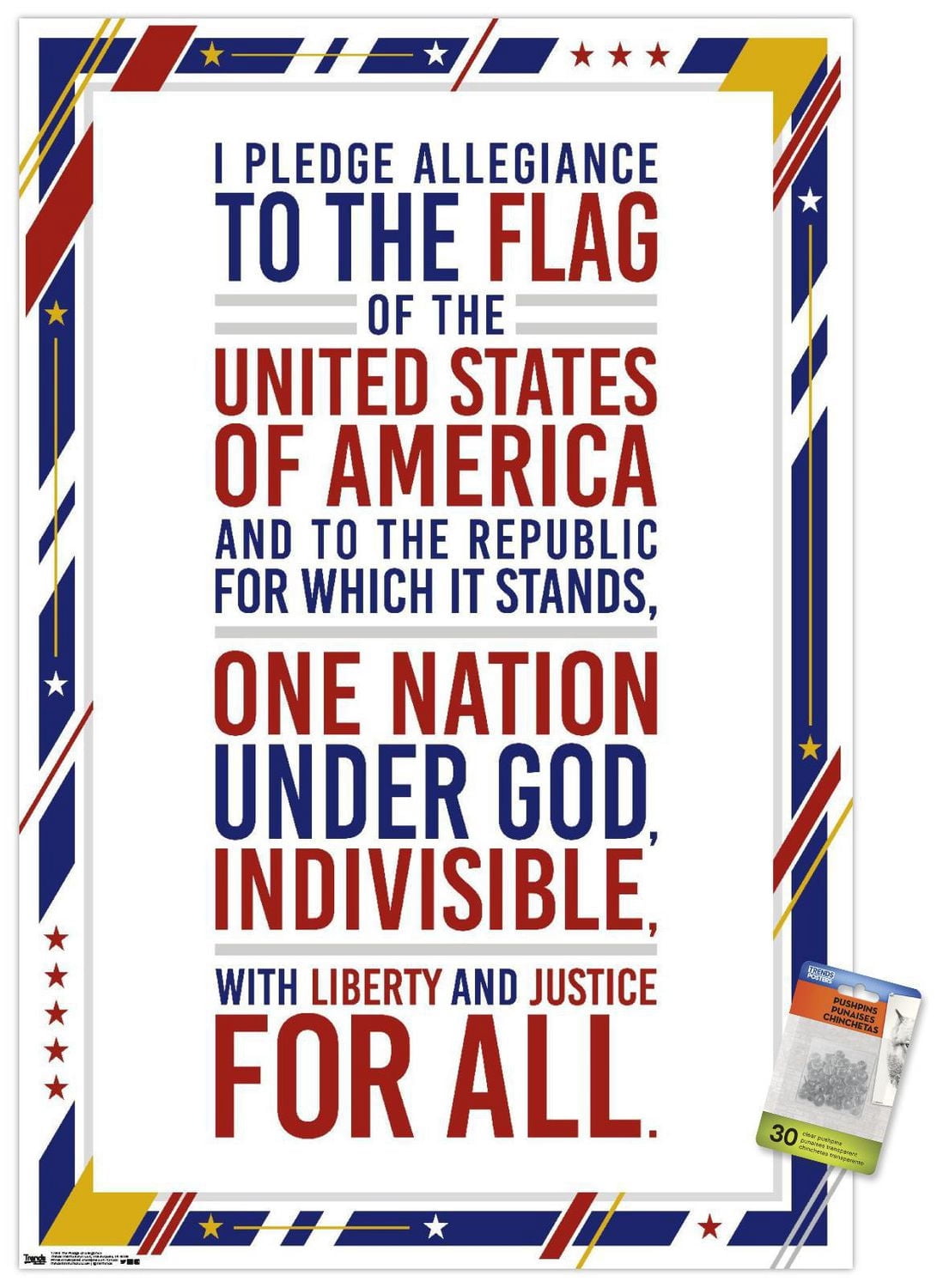 The United States Of America - Pledge Of Allegiance Wall Poster, 22.375" x 34"