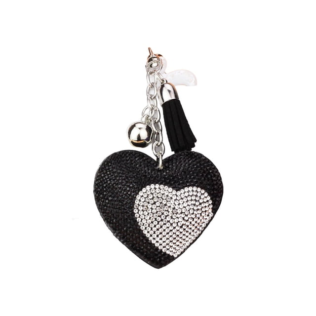 Decorations Key Daily Use Heart Keyring premium lint Multifunctional Girl Accessories DIY Case Crafts Exquisite Women Pendent Black Large Size