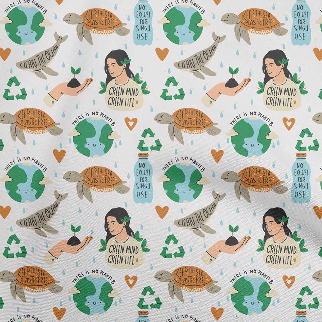 oneOone Polyester Spandex Green Fabric Earth Sewing Craft Projects Fabric Prints By Yard 56 Inch Wide