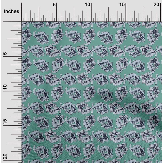 oneOone Cotton Silk Fabric Leaves & Floral Block Print Fabric BTY 42 Inch Wide