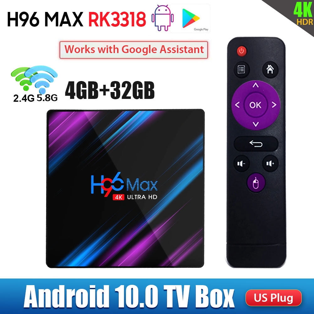 H96 Max RK3318 Smart TV BOX Android 10.0 4K 4+32GB 2.4G/5.8G WiFi BT4.0 HDR10 H.265