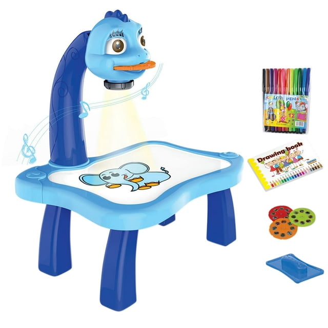 Children LED Projector Art Drawing Table Toys for Paint Learning (Blue)